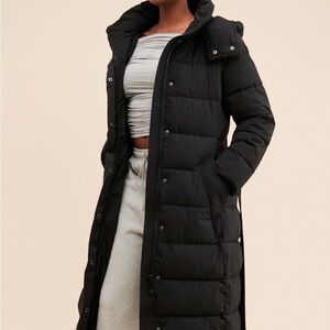 NVLT Black Long Quilted Puffer Coat